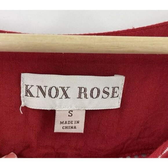 Knox Rose Women’s Red Embroidered Cold Shoulder Tie Sleeve Blouse Sz Small Boho - Picture 6 of 10